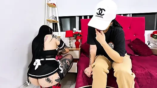 Boss TOMBOY fucks her maid and ends up eating her huge ass