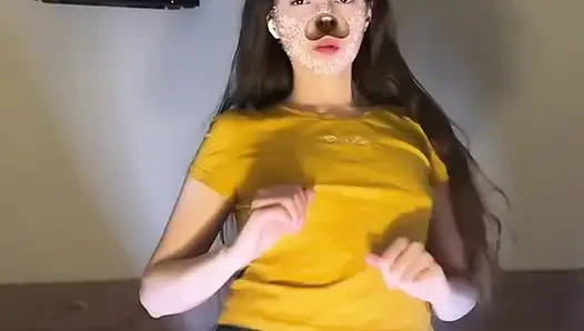TikTok compilation part 9: slim girl dancing, mini skirt, shorts, striptease, stockings and long legs, dancing on top