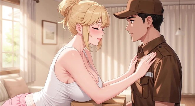 The courier satisfied a horny girl