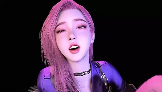 3 boyutlu - seksi iç çamaşırlı büyük memeli Asyalı evli kadın üçlü seks yapıyor