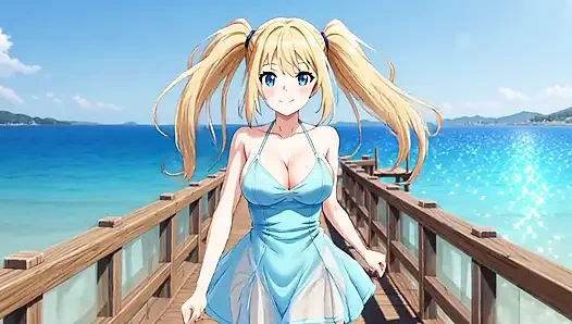 Londe Bombshell'in deniz kenarında mastürbasyonu: göğüs sekiyor ve klitoris sürttürme damlatıyor