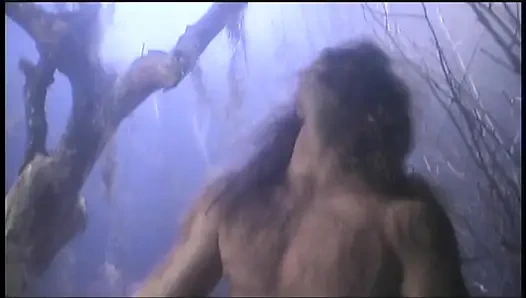 Sexy morena de vermelho é perfurada por um werewolf
