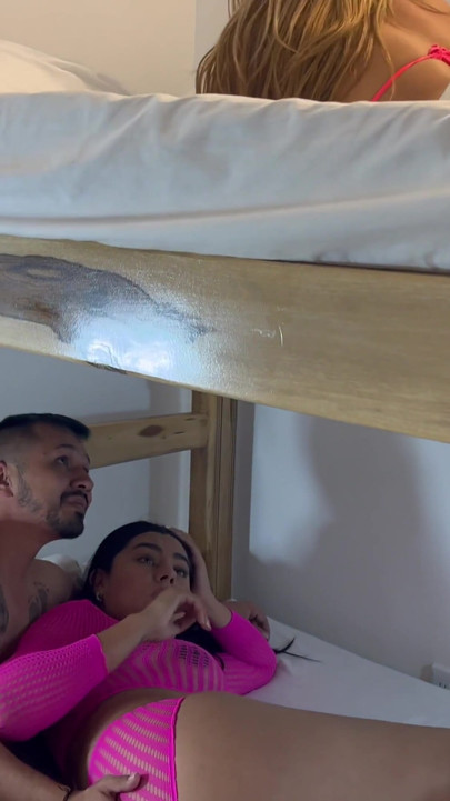 Shhh. My Stepsister Is Right Above Us, Don't Make a Sound! sex in the cabin with my roommate | Clip 1