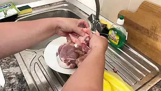 Zara Charm Striptease In Lingerie Making Lunch And Flashing Breasts