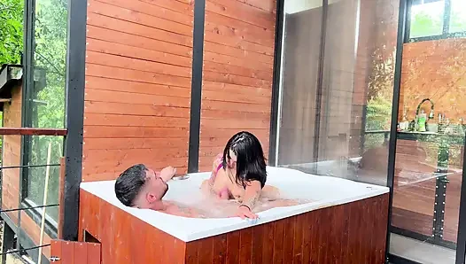 My Best Friend's Boyfriend And I Got In The Hot Tub To Relax And He Ended Up Putting My Cock Without A Condom
