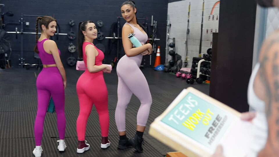 İki erkek arkadaş spor salonu üyelikleri için para ödemiyor feat. brookie blair, serena hill ve ariana starr - teamskeet