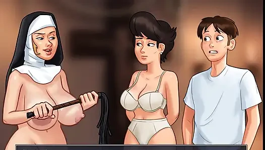 Yaz mevsimi efsanesi oyunu orta yaşlı seksi kadın rahibe tarafından temizleniyor