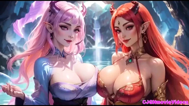 Lezbiyenler birlikte öpüşüyor, ai animasyonu