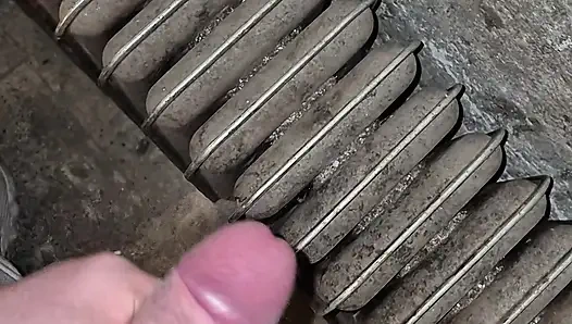 Bulgarian thick meaty cock cums on dirty stove in basement