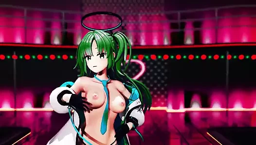 Mavi arşiv yuuka yarı çıplak dans hentai mmd 3d koyu yeşil saç renk düzenleme smixix