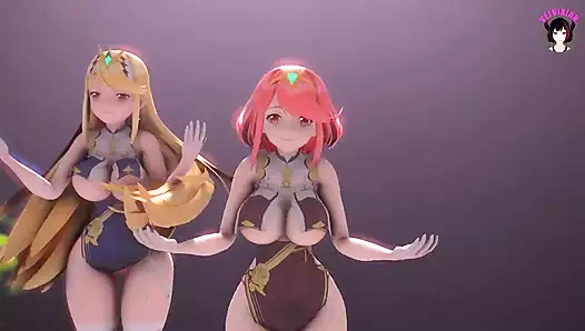Laysha x mythra - seksi kalın kızlar dans ediyor (3 boyutlu hentai)