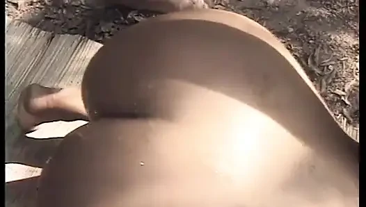 Biker boy fucks two bitches in the woods