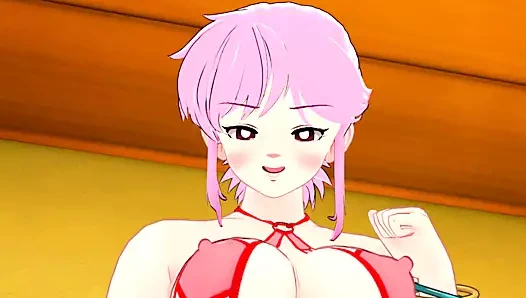 Nymphomaniac hentai sürtük, sikinin önünde mastürbasyon yapıyor.