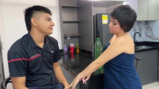 I see my new domicile and I can't resist getting horny, so I ask him to repay him with a hard fuck