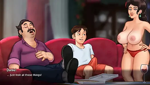 Yaz mevsimi efsanesi - güzel aldatan evli kadın kocasının yanında büyük bir yarakla seks yapıyor