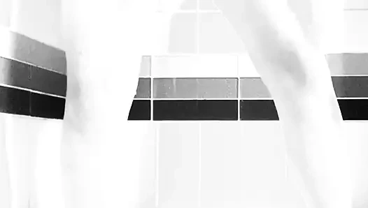 Sıcak sürtük ile kıllı kedi işiyor içinde ona küvet