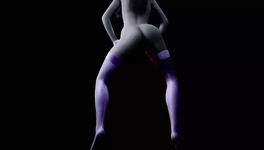 Müzikle dans eden ateşli bir sarışınla striptiz - 3d porno