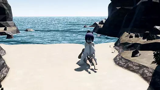 Ateşli bir güzellikle sahilde seks. büyük göğüsler ve sıkı sıkı göt ateşli yarakla sikiliyor