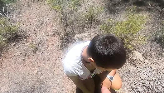 Blowjob in the woods with nice view & cum swallow