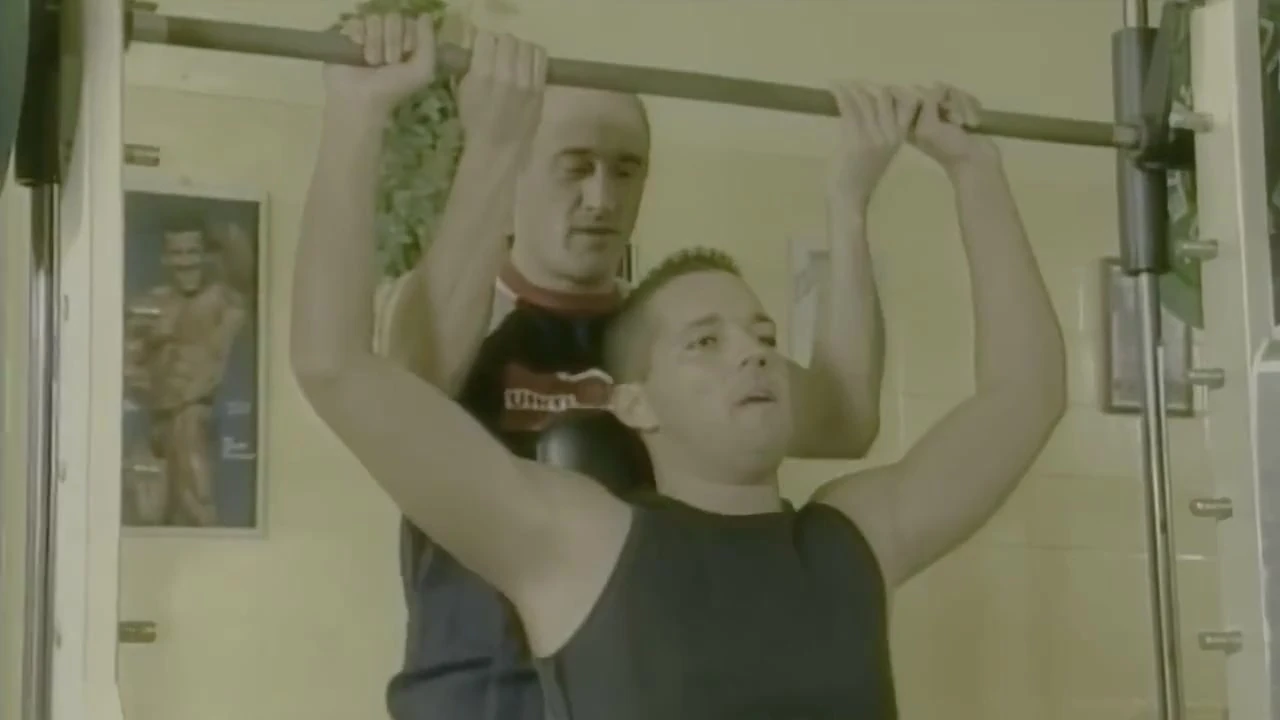 Young Simony Diamond Training in the Gym in a DP with the Young Instructor with the Old One