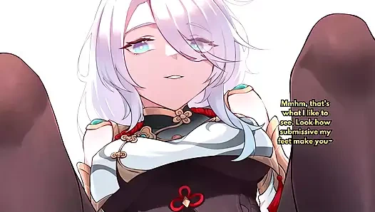 Shenhe'nin ayakları için ekranınızın her yerine boşalma (genshin çarpması) ayak ibadeti, zamanlı vuruşlar, boşalma geri sayım, ayaklara boşalma