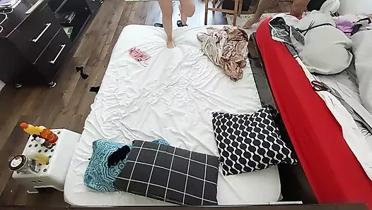 Hot amateur couple doing sensual massage with body oil. Amateur couple having crazy sex in the bedroom.