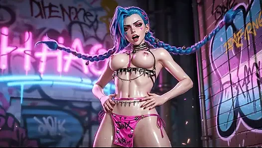 Jinx lewd ıslak azdırma derlemesi büyük memeler ve ahegao