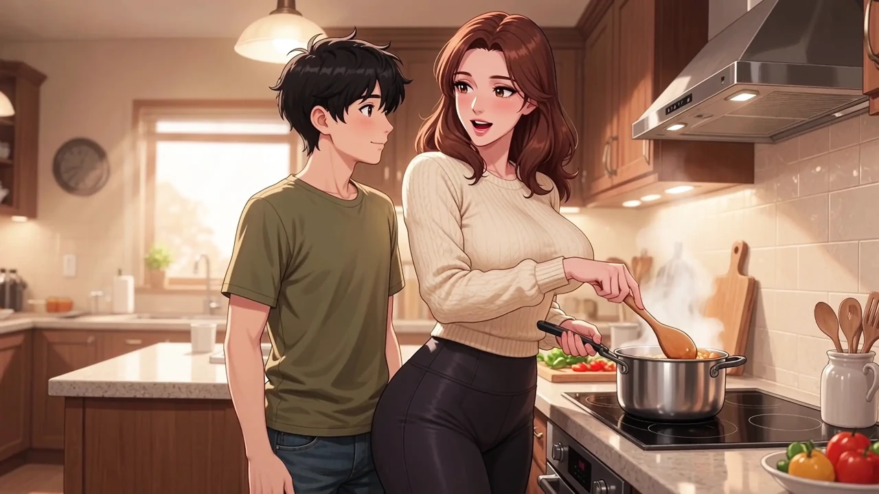 The stepson came back from university and he had a great time with his stepmom