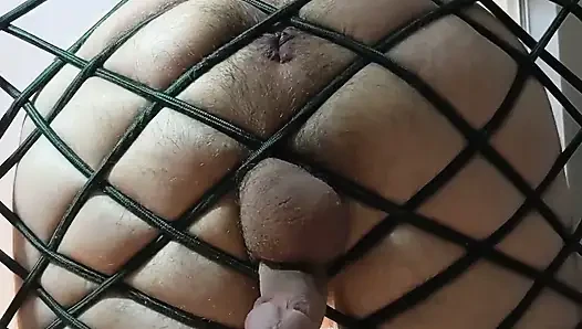 Bungee fun. boy's puckered asshole dripping cum on camera