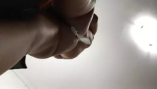 Amateur wife doing housework naked Sexy and naughty wife trying on clothes she cuts.