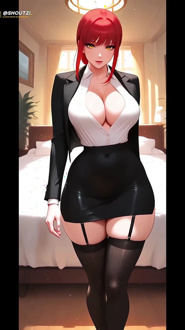 Chainsawman'dan sırılsıklam ıslak Makima göğüslerini gösteriyor ve yarağına yalvarıyor!