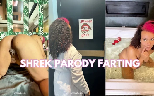 Seksi ogre shrek parodisi küvette osuruyor, geğiriyor ve yüzüne osuruyor