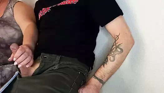 a woman saw my cock and jerks it off