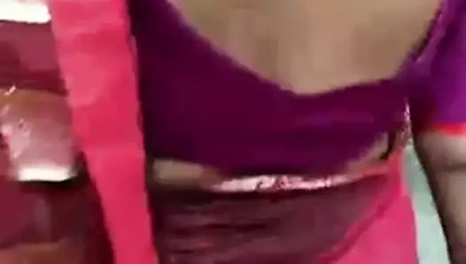 Seksi pembe bluz saree Hint yenge