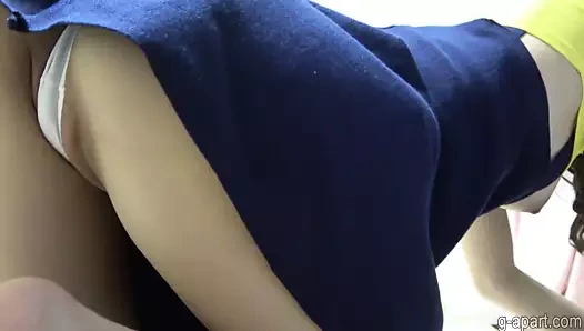 Japon kız göğüsleri ve karı temizlik sırasında maruz