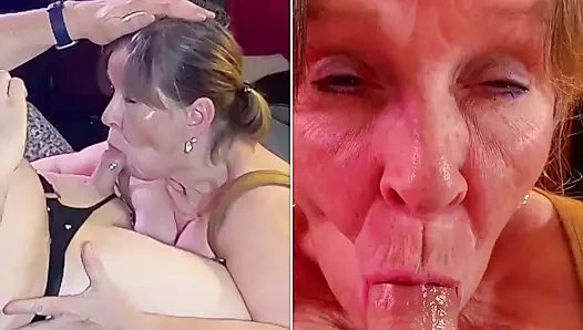 Nine bambi: derin gırtlağına kadar alıyor, yarak emişli nine