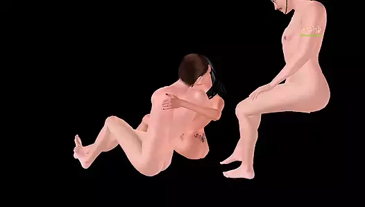 Gavat ve çifte penetrasyon gibi üçlü seks - animasyonlu porno