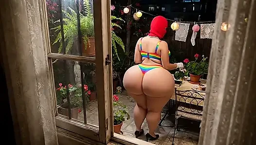 Üniformalı büyük götlü kız öğrenci arka bahçede gözetleniyor