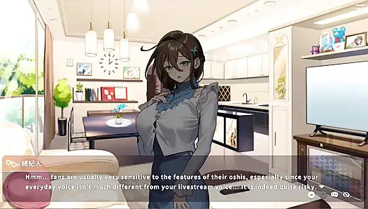 Hentai oyunu - evli kadın etkinlikte vtuber'ını kostümle oynuyor ve seks yapıyor - v-lover