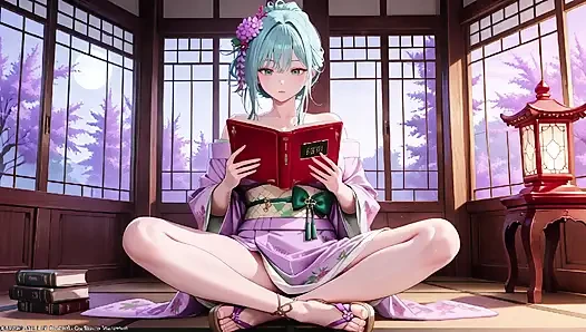 Mor kimono tanrıçası! Kırmızı Torii kapısının altındaki ıslaklığı kaldıramıyorum
