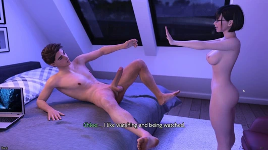 Chloe ile rahat bir ziyaret olarak başlayan şey birlikte sıcak ve samimi bir cinsel geceyle bitiyor (3 boyutlu)