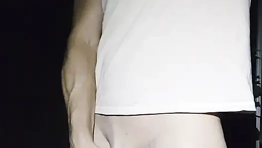 Skinny boy plays with his big cock before he squirts you all over with huge piss