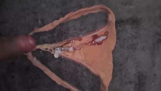 Cum üzerinde komşular kahverengi tanga külot