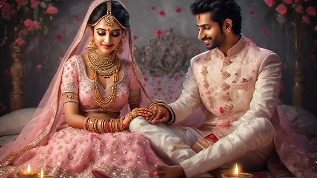 Hintli bir çiftin gece geç saatlerde arzuları - Hintli bir kızın