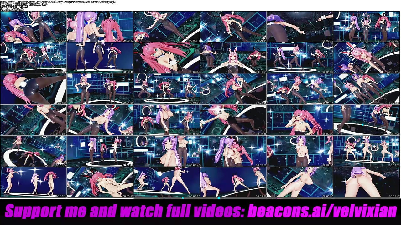 Slime anime - külotlu çoraplı seksi tavşan takım elbiseli 3 sevimli kız (3d hentai)