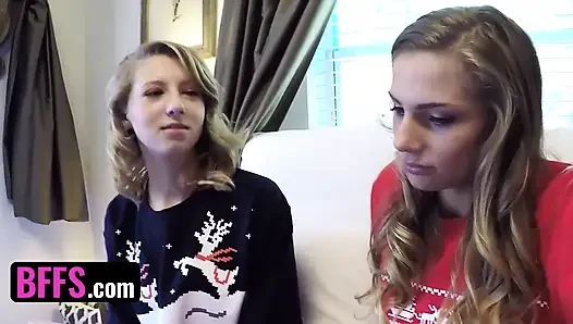 İki erkek arkadaş - iki sevimli kız Sydney Cole ve Moriah Tyler sapık heriflerden kutularda yaramaz hediyeleri alıyor