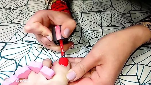 Lalli bana pedikür yapıyor - amatör kira green