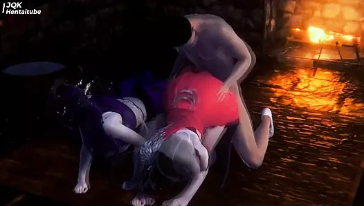 Hentai 3d - iki güzellik kız ile batman üçlü