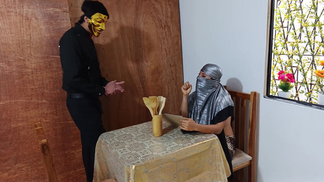 India, behind on credit, asks the Arab sheikh for more time, and he helps her with a perverted condition.