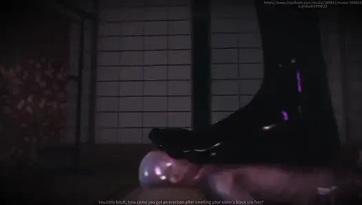 B028 köle küçülmüş ve daha sonra Asya tanrıçasının göğüsleriyle oynuyor. Yüze oturma, osurma, dil yalama, ayak yalama